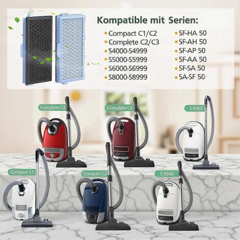 NALOOKAMIC Filtres pour aspirateurs Miele Compact C1 et C2, Complete C2 et C3, filtres de protection moteur S8340 et filtres d'échappement (1/4)
