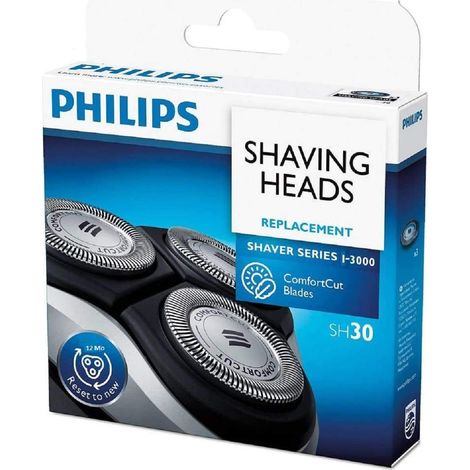 Têtes de rasoir Philips SH30 – Lot de 3 têtes pour séries 1000, 2000, 3000 – Bords arrondis pour rasage doux
