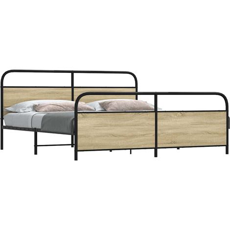 Metallbett ohne Matratze Sonoma-Eiche 200x200 cm vidaXL (1/5)