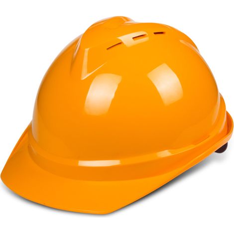 Casque de sécurité ABS épais, respirant et antichoc, avec aérations et protection multipoints, orange, pour entrepôt et usine. (1/5)