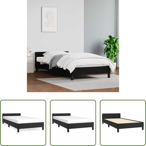 Kopfteil - Bettgestell mit Kopfteil ohne Matratze Schwarz 100x200 cm (1/5)