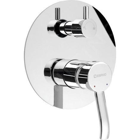 LUKA Mitigeur monocommande de douche à encastrer, 2 voies, interrupteur rotatif, chromé (1/2)