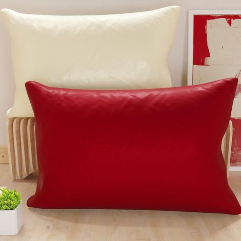 Lot de 2 Taies d'oreiller de Lit 80x40 cm, Housses de Coussin Unies Double Face Ivoire et Bordeaux, Taie Oreiller 100% Microfibre, Fabriqué en Italie