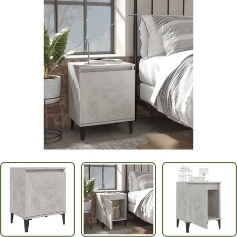 Table de chevet avec compartiment - Table de chevet avec pieds en métal gris béton 40x30x50 cm (1/5)
