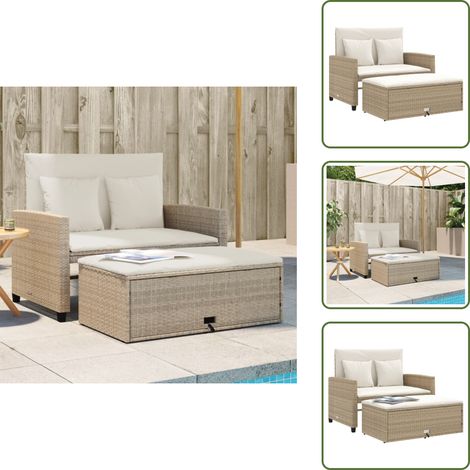Canapé de jardin avec coussins 2 places beige résine tressée - Canapé De Jardin - Salon De Jardin - Mobilier Extérieur - Résine Tressée - Rotin Synthétique (1/5)