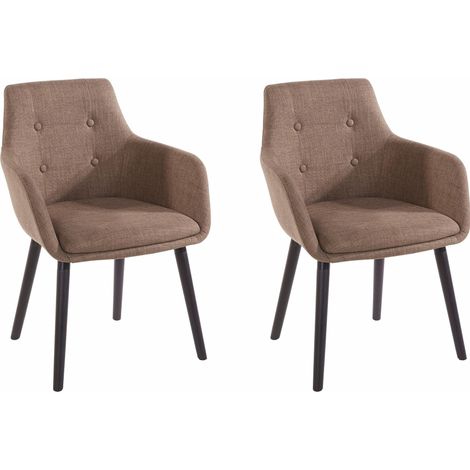 Bradford-Ensemble de 2 chaises de salle à manger rembourrées en cappuccino farbric (1/2)