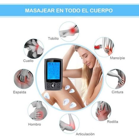 Électrostimulateur Tens Anti-Douleur et Électrostimulation Musculaire EMS - 2 Canaux 24 programmes de Massage + 12 électrodes -Noir (1/4)