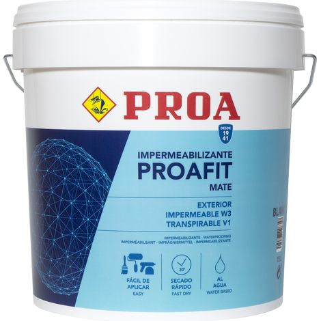 Pintura impemeabilizante transpirable. Mate. PROAFIT. 15 L BLANCO (1/2)