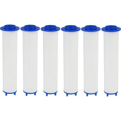 6 Pièces Filtres de Douche Remplaçables 9,5 x 2.4cm  Filtre pour Pommeau de Douche, Élimination du Chlore, du Fluorure et des Particules, Filtration en Trois Couches pour une Eau Plus Douce et Pure