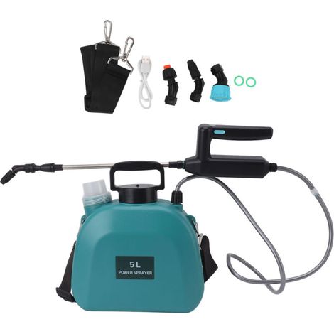 Pulvérisateur électrique alimenté par batterie, poignée élargie antidérapante, sac à dos, pulvérisateur de mauvaises herbes pour plantes, fleurs, agricole, 5L, vert (1/5)