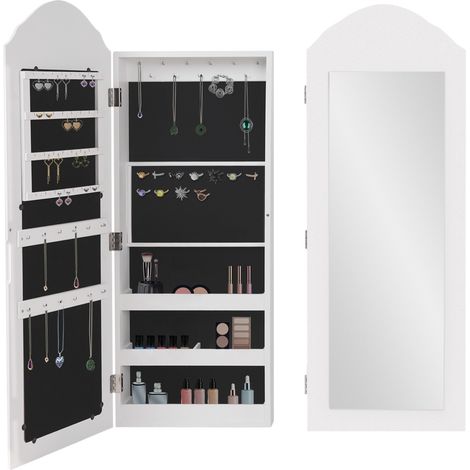 ML-Design Armario Organizador Joyero Moderno Montado en la Pared con Espejo 35x95x9 cm Compartimentos para Guardado de Joyas, Cadenas, Pendientes, Anillos, Armario de Madera MDF Colgante en Murro (1/5)