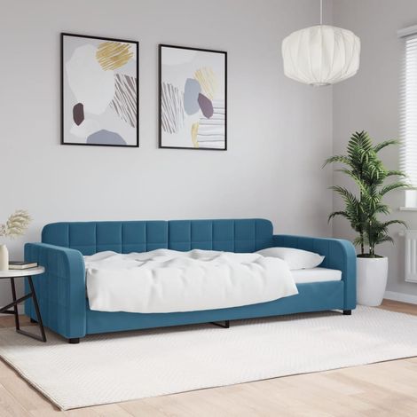 Sofá cama sin colchón terciopelo azul 90x200 cm vidaXL (1/5)