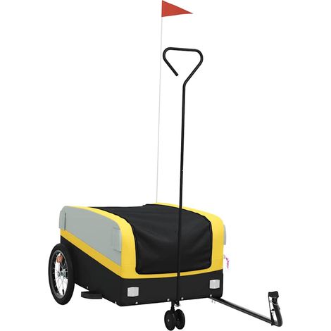 Remorque de vélo noir et jaune 45 kg fer CFW34293 (1/5)