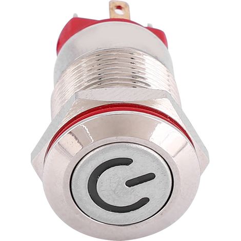Wasserdichter 4-poliger 12-mm-Metallknopfschalter mit LED-Ein-/Ausschalter und Selbstverriegelung (weiß, 3–9 V) (1/5)
