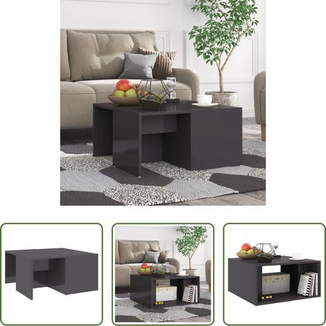 Holz Tisch -  Couchtische 4 Stk. Hochglanz-Grau 33x33x33 cm Holzwerkstoff (1/5)