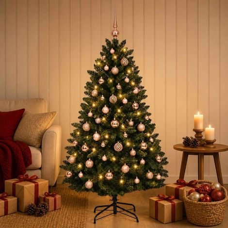 vidaXL Árbol de Navidad artificial verde oscuro con bolas 150 cm (1/5)