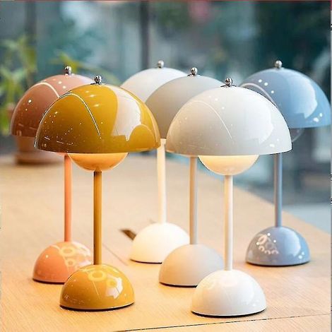 Lampe de table LED rechargeable en forme de bouton de fleur en forme de champignon, veilleuse tactile pour chambre ou salle à manger, décoration moderne et épurée - yuyu (1/4)