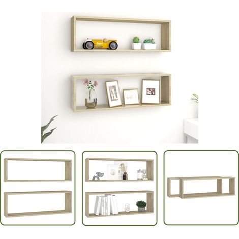 The Living Store Étagères cube murales 2 pcs chêne sonoma bois d'ingénierie - Etagere Murale - Etageres Murales - Étagère Cube - Étagères Cubes - Décoration Murale (1/5)