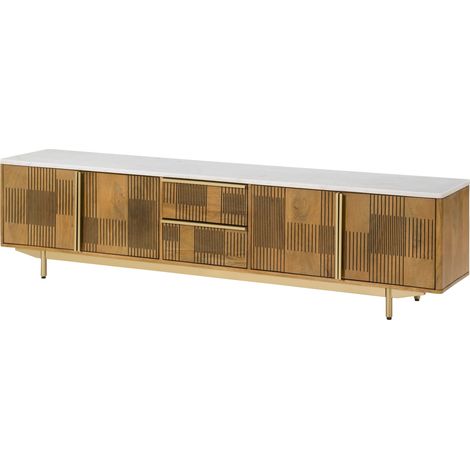 Mobile TV Mango marrone chiaro oliato 200x40x50 cm montato parzialmente MIAMI 105 (1/4)