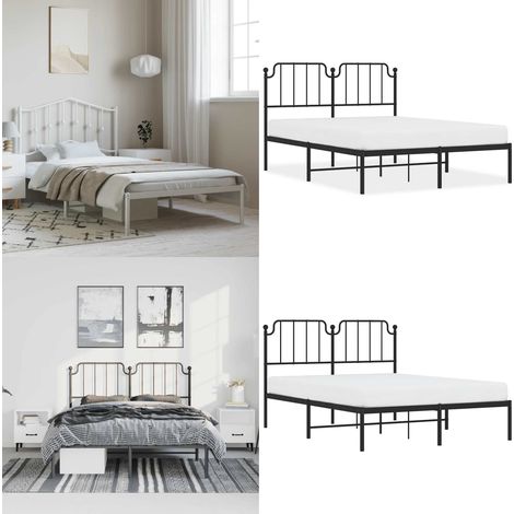 Bettgestell mit Kopfteil Metall Schwarz 135x190 cm - Metallbettfundament - Doppelbett - Boxspringrahmen - Schwarzes Bettgestell - Bettrahmen Schwarz - Home & Living (1/5)