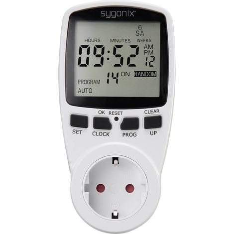 Sygonix 1625525 Timer a spina analogico digitale Settimanale 3680 W Funzione timer, Funzione Start / Stop, Funzione Ran (1/5)