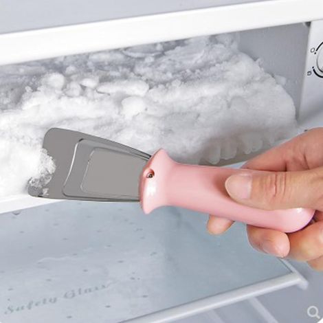 Grattoir à glace rose, 16,8 x 4,5 cm, 1 pièce, outil de dégivrage pour réfrigérateur, grattoir à glace ménager en acier inoxydable. (1/5)