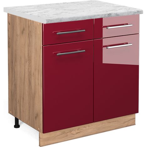 Mobiletto base per cucina Fame-Line, Bordeaux lucido, 80 cm , PL Marmo, Vicco