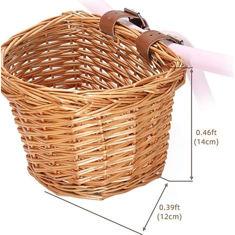 Panier Pour Vélo En Rotin - 20 x 14 x 12 cm - Pour Vélo Enfant - Marron Rose Violet - 1 Pièce