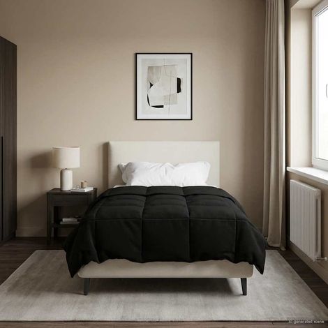 Sommerdecke Gepolstert Schwarz 140 x 220 cm Mikrofaser