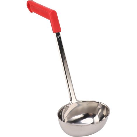 Louche à soupe multifonctionnelle en acier inoxydable anti-brûlure avec manche incurvé, 240 ml (1/5)
