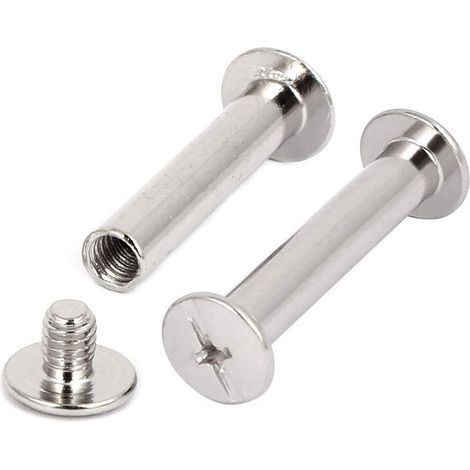 Bindungs-Chicago-Schrauben, 30 Sets Metall-Chicago-Knopf-Bindungsschrauben-Sortiment-Kit, vernickelte Schrauben, Bindungsschrauben, Binderpfosten-Docking-Nieten, Silber (1/4)
