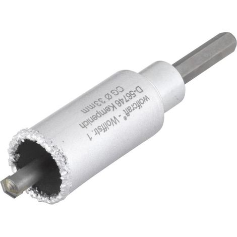 Corona de perforación recubierta de carburo de tungsteno, con adaptador, ø33 x 55 mm (1/4)