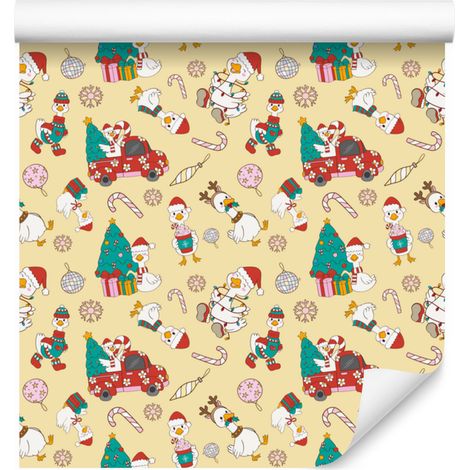 Papier peint crème et beige de Noël pour salon et chambre 50x1000 cm (1/5)