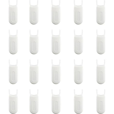 Contrepoids pour cordons de rideaux, paquet de 20, accessoires pour stores vénitiens en plastique blanc (chaînes non incluses). (1/5)