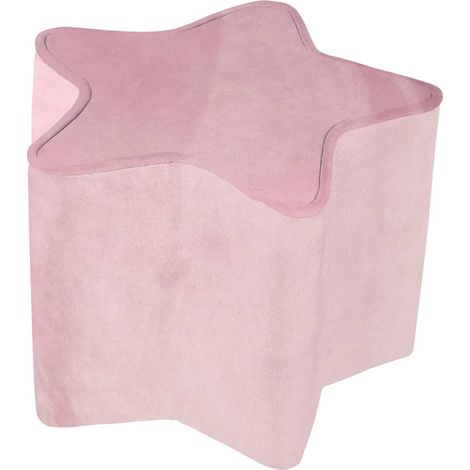 roba Pouf per Bambini a forma di Stella Lil Sofa - Rivestito in Velluto - con Contenitore - Multifunzione -Arredamento per Bambini - per la Cameretta - dai 18 Mesi - Rosa (1/5)