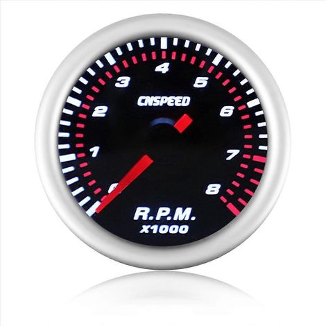 52-mm-Drehzahlmesser für Kraftfahrzeuge, 0–8000 U/min, 12 V, Weiß (1/5)