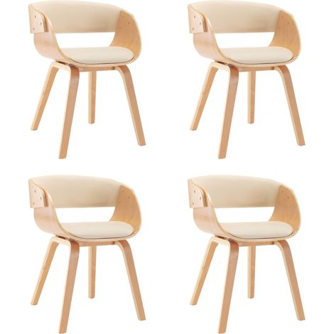 Maison Exclusive - Esszimmerstühle 4 Stk. Creme Bugholz und Kunst