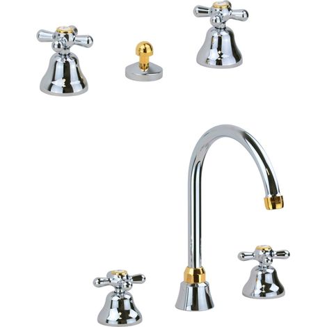 Set Rubinetteria a 3 fori in colore cromo-oro stile retrò Gattoni Calypso KITCALY3CD (1/3)