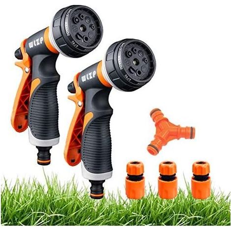 2er-Pack Gießkanne mit 8 Bewässerungsmodi - Hochdruck-Handsprüher zum Bewässern von Rasen, Autowaschen und Baden von Haustieren (Orange) 2er-Pack. (1/5)