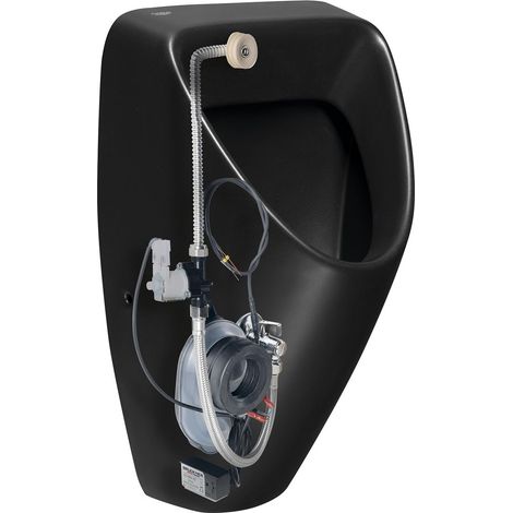 SCHWARN Urinoir auto-rinçant 6V DC, alimentation en eau par l'arrière, noir mat (1/2)