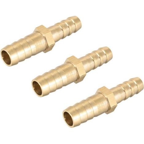 Réducteur raccord barbelé droit en laiton Connecteur Coupleur Adaptateur Cannelé pour ID tuyau 10mm à 8mm 3Pcs