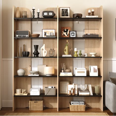Estantería biblioteca 160x135x25 cm de aglomerado natural/negro – MEUBLIV (1/5)