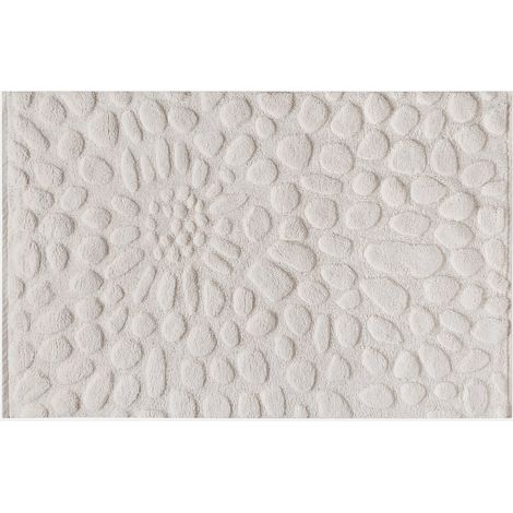 Tapis en relief 100% laine tufté main effet galet - 160 x 230 cm - Ivoire - ORABEL