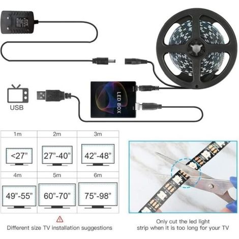 Bande Ruban lumineux Ambilight LED Lumière de câble Éclairage arrière PC TV 30LEDs/M 4M