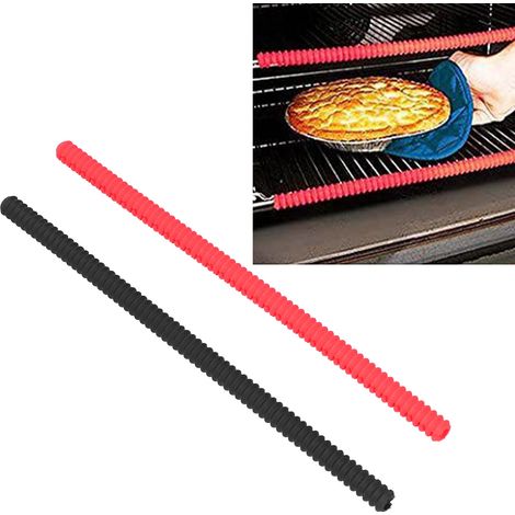 Protector de rejilla de horno de silicona de 4 piezas: protección contra quemaduras, ajustable y lavable, rojo y negro. (1/5)