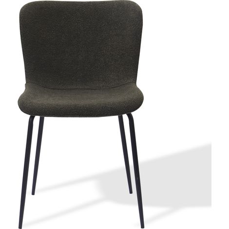 Chaises de salle à manger modernes avec dossier rond haut,housse en tissu et pieds métalliques (3 couleurs) Ensemble de 2-Go (1/5)