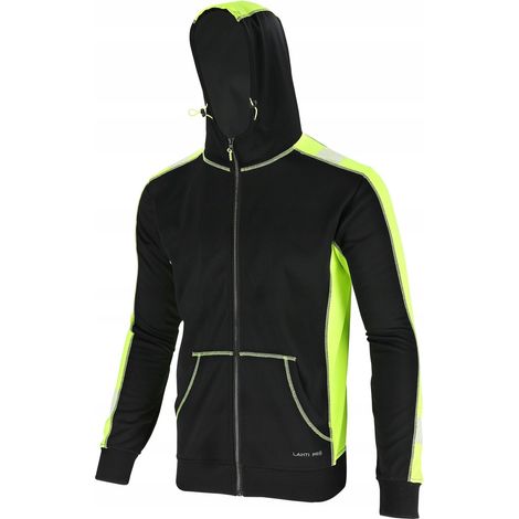 Kapuzenpullover mit reflektierenden Elementen, Schwarz und Gelb, Größe L, 1 Stück. (1/3)