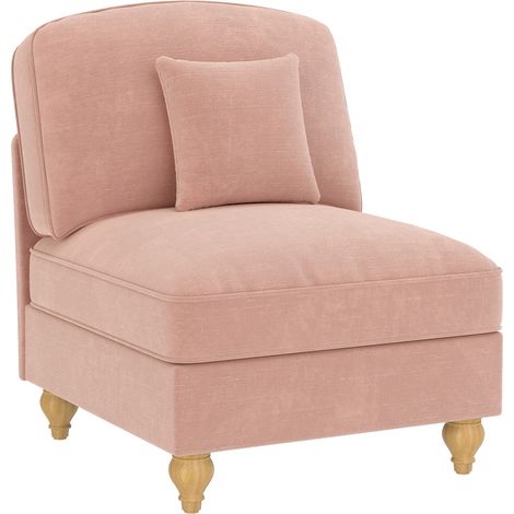 Poltrona Windsor senza braccioli in ciniglia rosa con 1 cuscino (1/5)