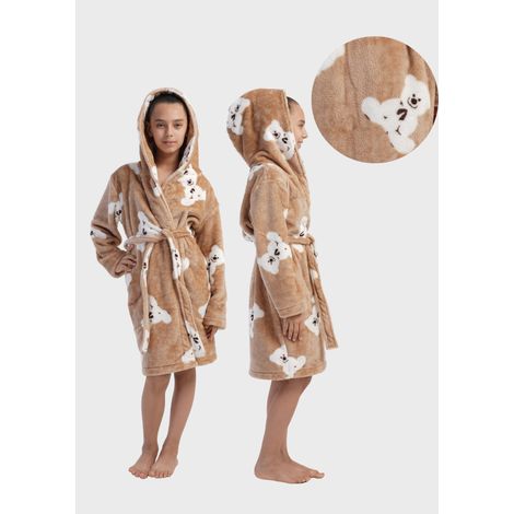 Bata de baño infantil para niñas con capucha, de peluche, cálida, 9/10 134 (1/5)