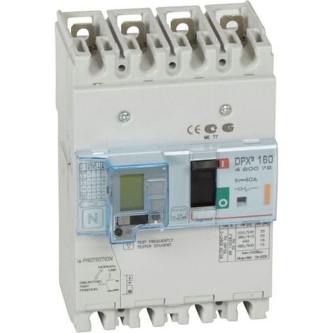 Disjoncteur magnétothermique différentiel DPX³160 pouvoir de coupure 25kA 400V - 4P - 40A - LEGRAND
